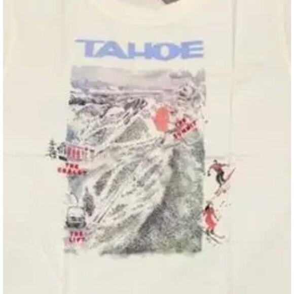 NWT J. Crew Ivory W/Tahoe Ski Resort Graphic Broken-in Jersey T-Shirt - Picture 3 of 9